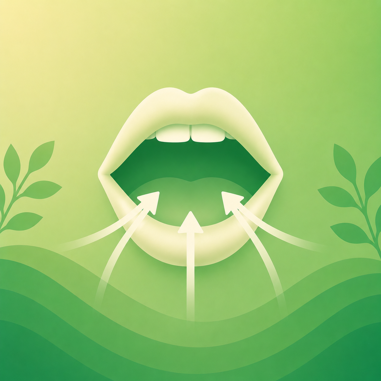 Mouth inhale breathing illustration