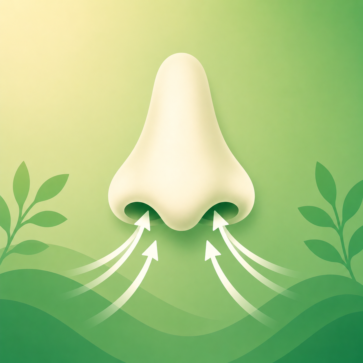Nose inhale breathing illustration