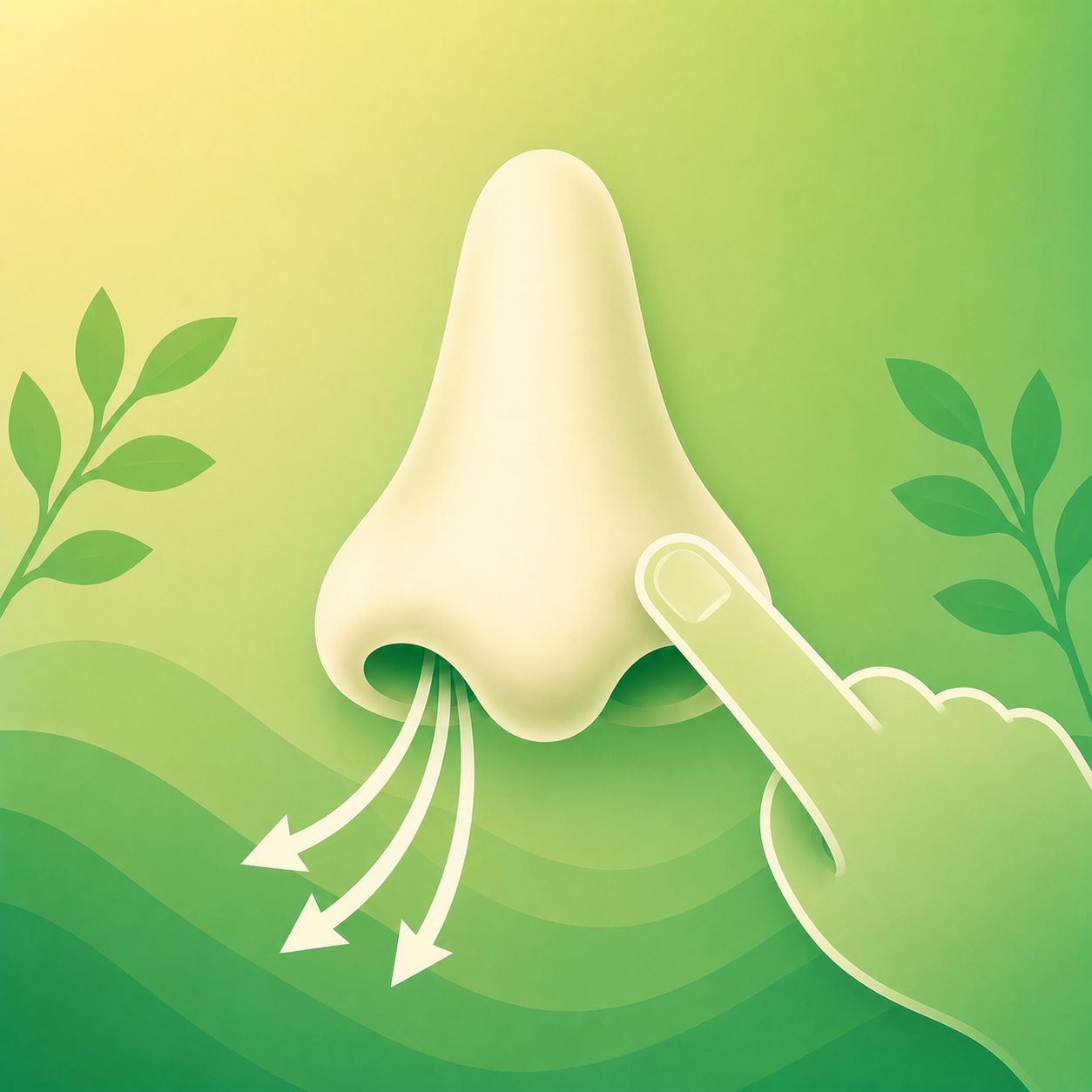One nostril exhale breathing illustration