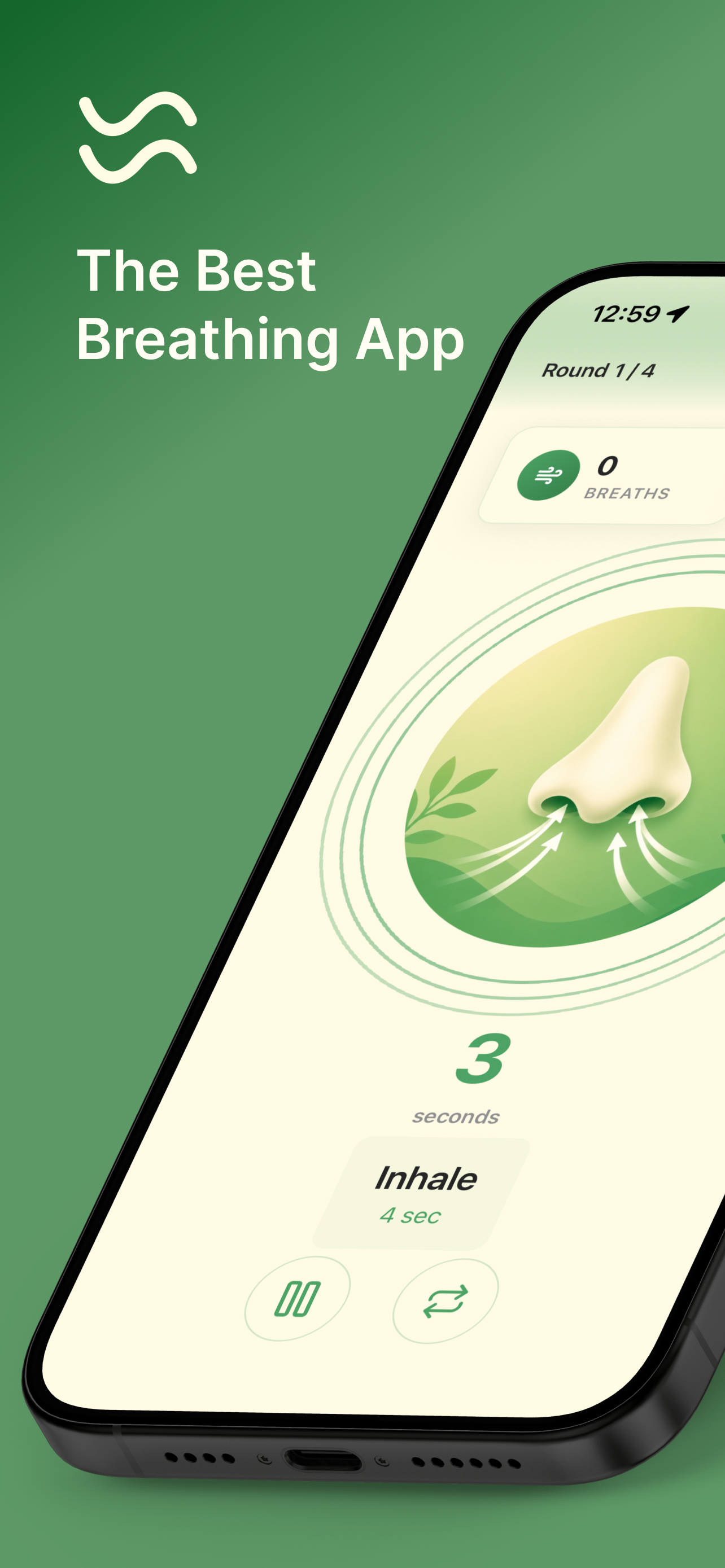 Breathworkk home screen with daily exercises and streaks